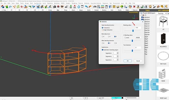 Hướng dẫn thiết kế tủ cong nhanh chóng với PYTHA 3D CAD