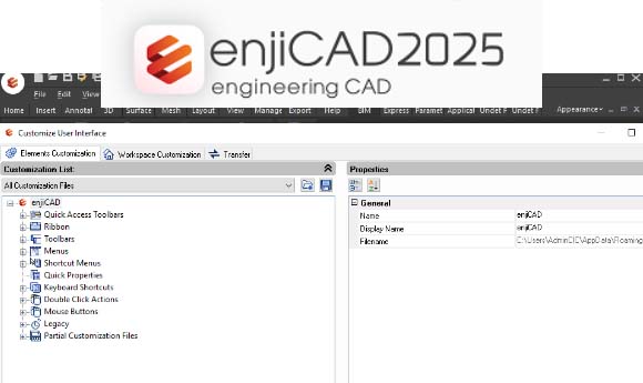 enjiCAD Tips: Cách thay đổi tên hiển thị của lệnh...