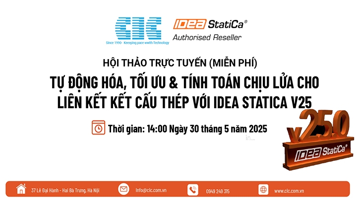 [Webinar tháng 5]IDEA StatiCa v25: Tự động hóa, tối ưu & tính toán chịu lửa cho liên kết kết cấu thép