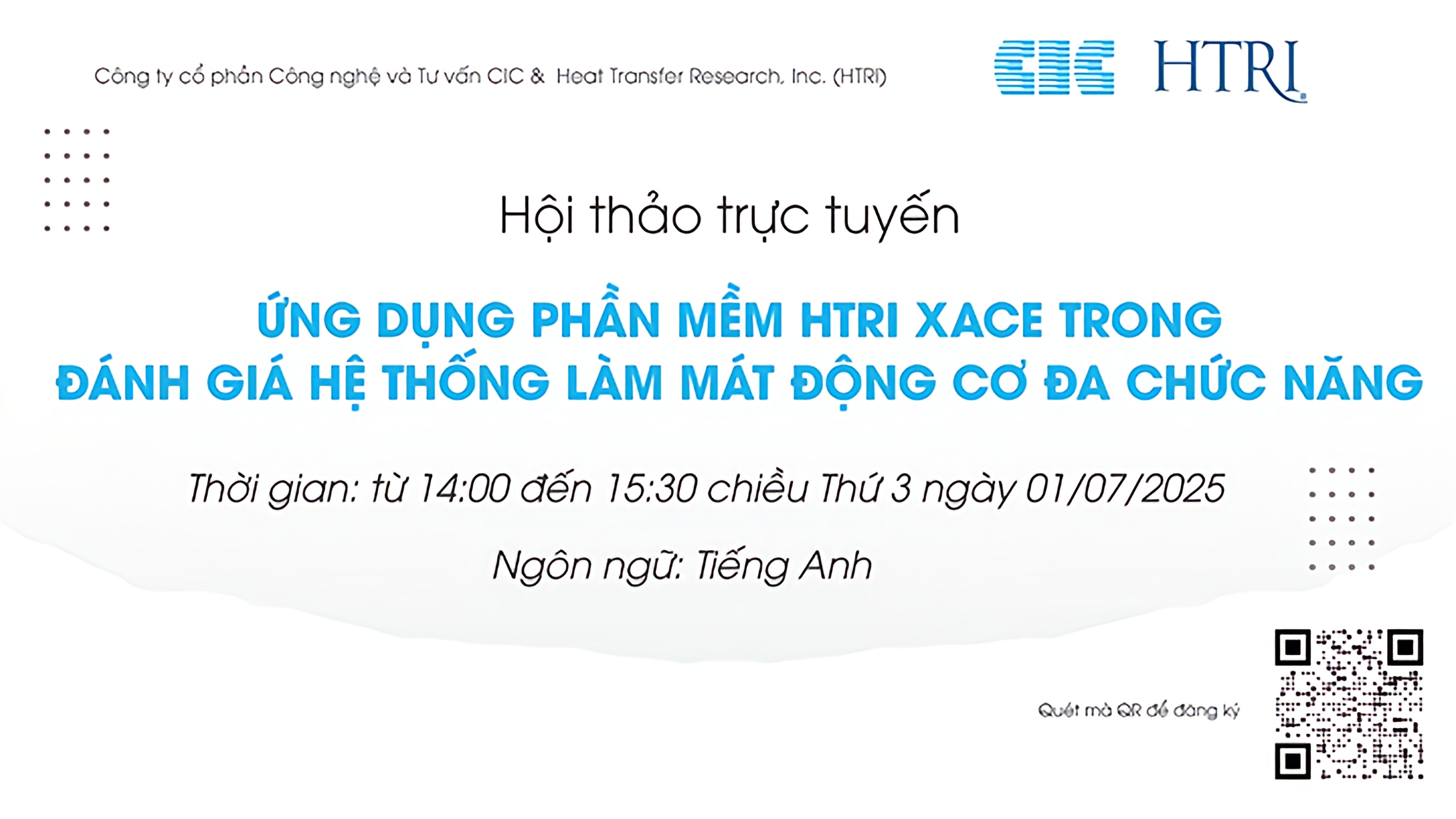 Webinar tháng 7: Ứng dụng phần mềm HTRI Xace trong đánh giá hệ thống làm mát động cơ đa chức năng