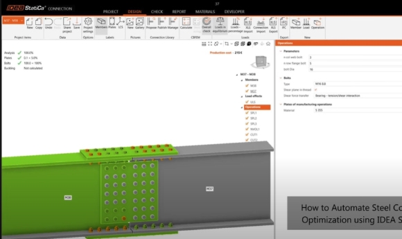 Hướng Dẫn Tối Ưu Liên Kết Thép Tự Động với IDEA StatiCa API