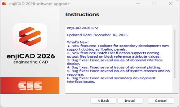 Phát hành phiên bản enjiCAD 2026 SP2: Cải tiến tính...
