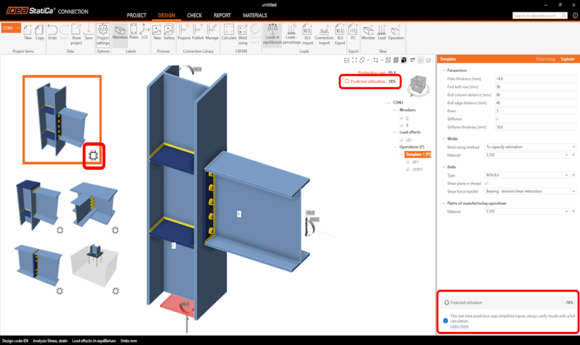 IDEA StatiCa: Dự đoán mức sử dụng liên kết nhanh...